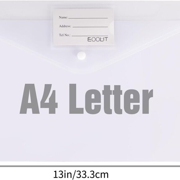 30pcs Plastic Envelopes, Clear Envelopes with Snap Closure, Document Folders Let - Picture 2 of 6